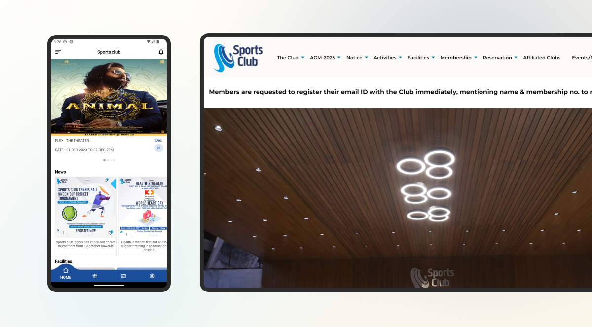 Sports Club of Gujarat website and mobile app